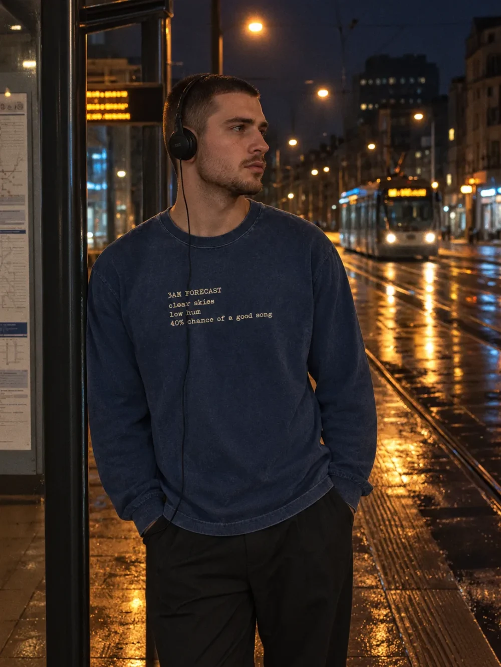 3AM Forecast Long Sleeve worn at night