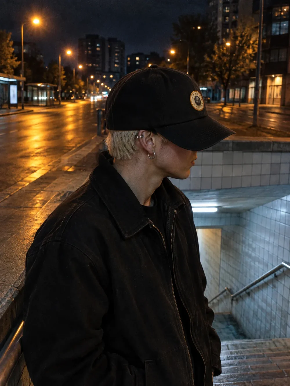 Dial Six-Panel Cap worn at night