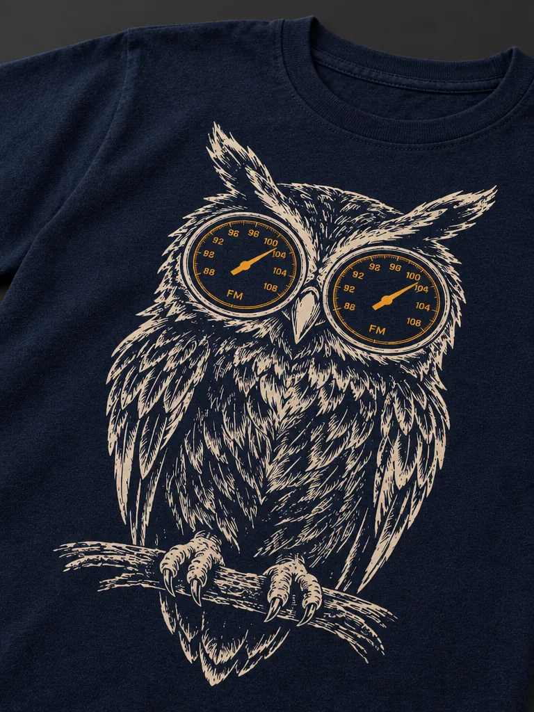 Night Owl Receiver Tee — graphic detail