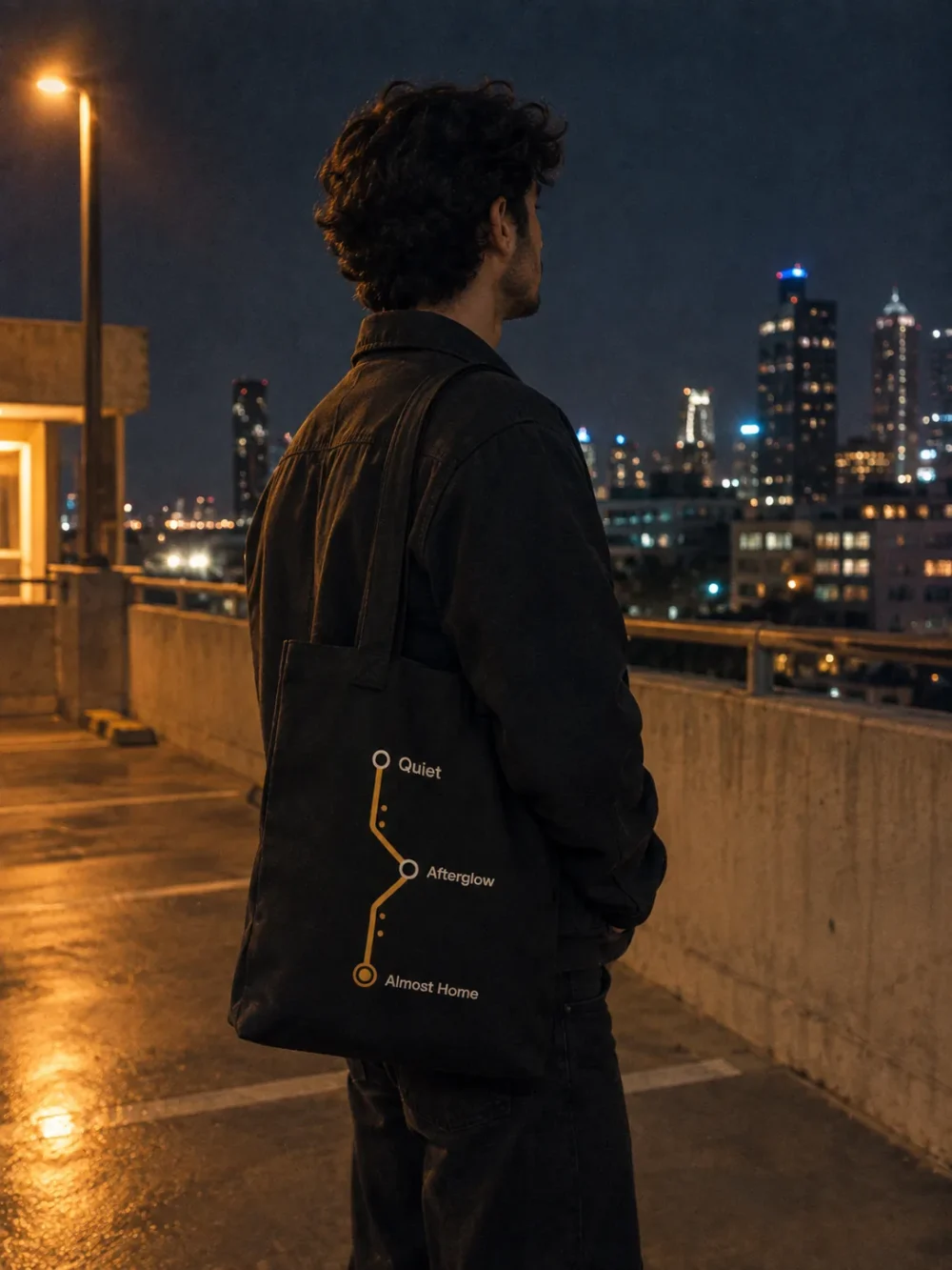 Night Route Tote worn at night