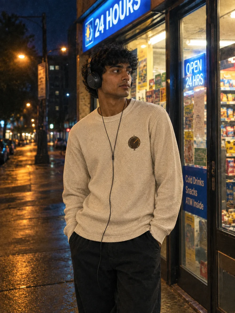 Waffle Dial Long Sleeve worn at night